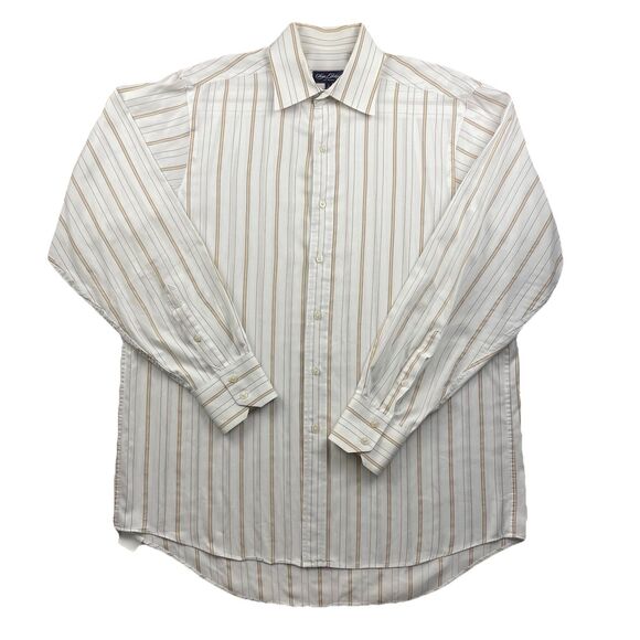 Sean John Mens Ivory Tan Striped Button Up Long Sleeve-L (16 34-35) - Picture 13 of 13